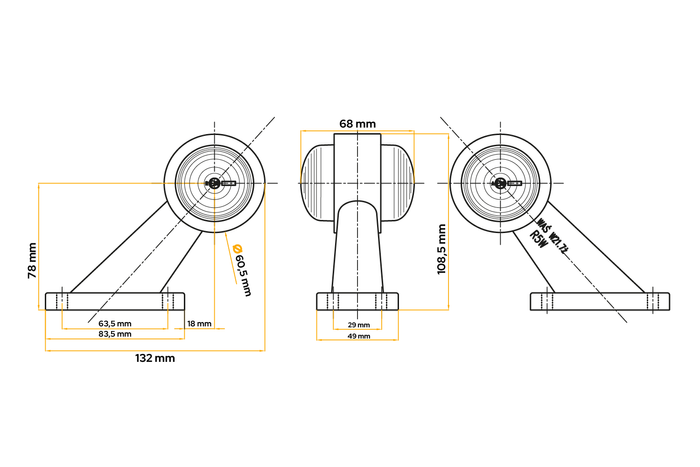 Univerzální obrysová lampa WAŚ 267/l na gumovém rameni