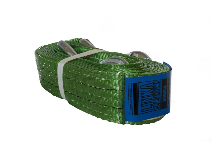 Tažné lano s háky HILLS tažný popruh 5m/60mm/6t zelený