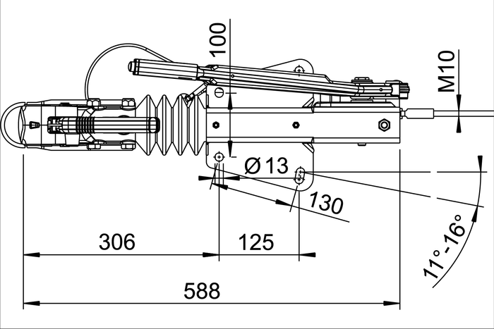 Nájezdové zařízení AL-KO 60S/2 se závěsem AK161 pro přívěs 750 kg s ojí typu V