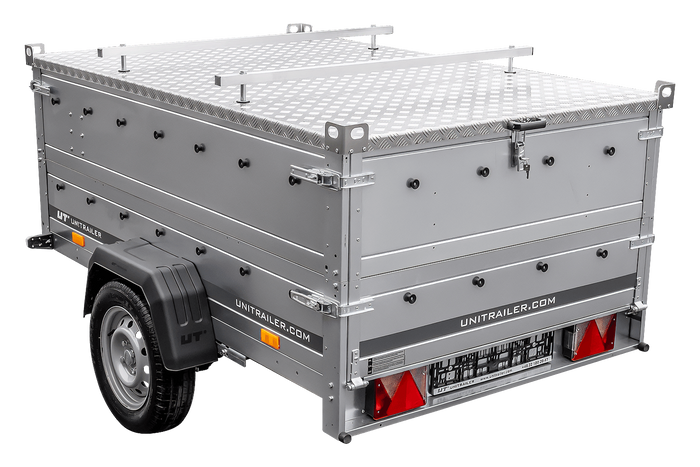 Jednonápravový přívěs na pružinách 230x125 UNITRAILER GARDEN 230/R KIPP s bočnicemi BIS a hliníkovou plachtou
