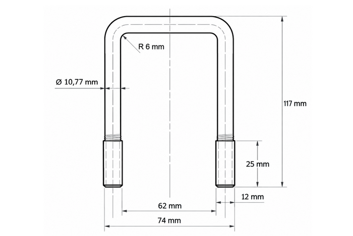 Čtyřhranná svorka DROMET typ C M12 62×117 mm