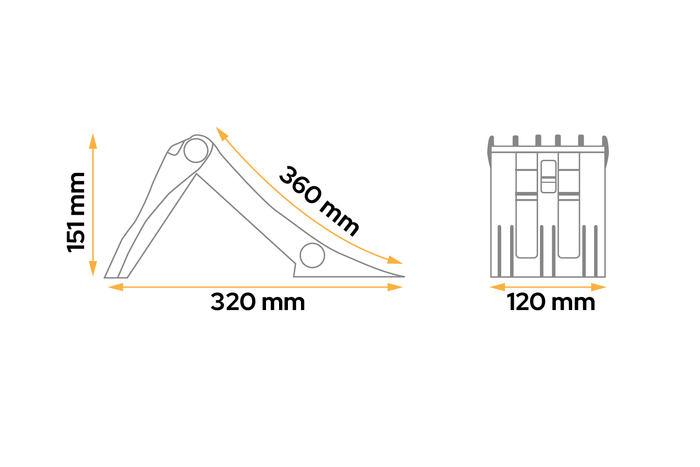 Klín pod kola LOKHEN ORIGAMY 36 v: 151 mm skládací