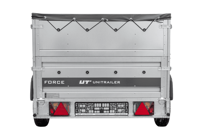 Lehký přívěs 230x125 UNITRAILER FORCE 230 KIPP s bočnicemi BIS, rámem H-0 a šedou plachtou