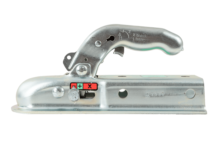 Kulové tažné zařízení KNOTT KQ14-B pro přívěs o hmotnosti 1400 kg s čtvercovou ojí o rozměru 60 mm