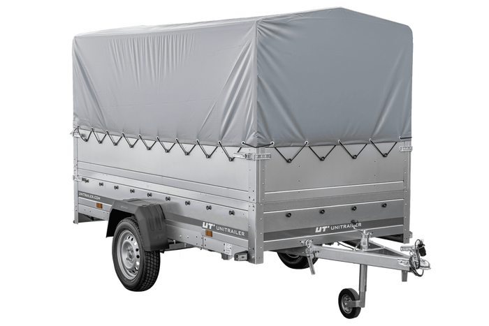 Přívěs Garden Trailer 264 KIPP s BIS bočnicemi, rámem H-800 a šedou plachtou