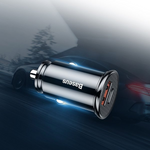 BASEUS Kruhová plastová nabíječka do auta USB-A, USB-C 30W