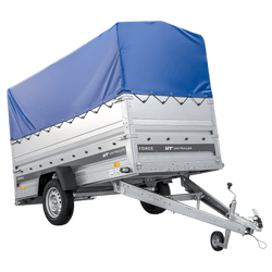 Přívěs za auto 264x125 UNITRAILER FORCE 264 KIPP s bočnicemi BIS, rámem H-800 a modrým krytem