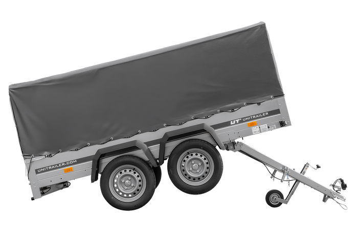 Dvounápravový přívěs 264x125 UNITRAILER GARDEN 264/2 KIPP s rámem H-800 a šedou plachtou