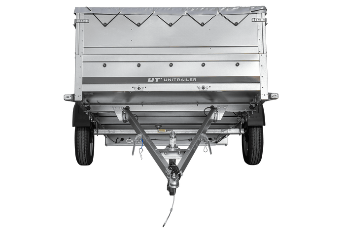 Přívěs za auto 264x150 UNITRAILER GARDEN 265 KIPP s bočnicemi BIS, rámem H-0 a šedou plachtou