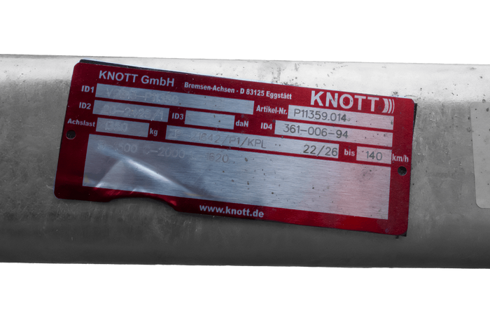 KNOTT P11359.014 VGB13 brzděná náprava pro přívěs pro loď 1350 kg 1500 mm 2000 mm 5x112