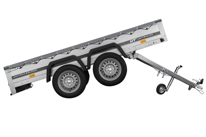 Dvounápravový přívěs 264x125 UNITRAILER GARDEN 264/2 KIPP s rámem H-0 a šedou plachtou