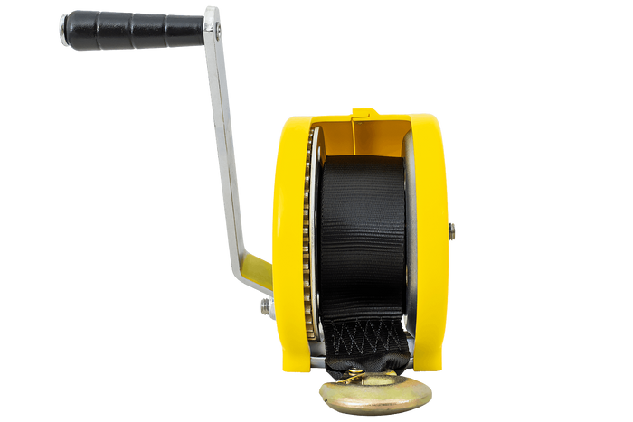Ruční naviják 450 KG s páskem KNOTT, žluté pouzdro