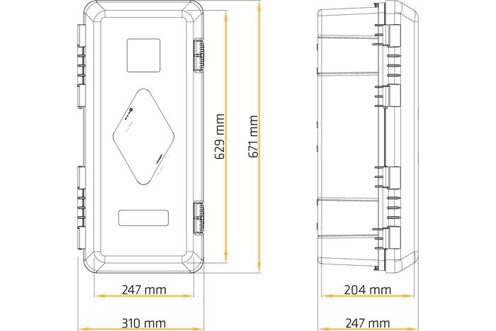 Krabice na hasicí přístroj 9 kg DAKEN 82010 ADAMANT 671x310x247mm černá