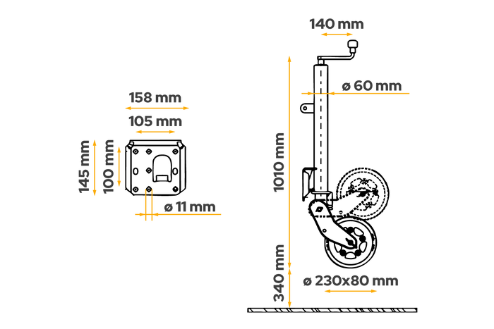 Automatické opěrné kolo AL-KO 1223638 500 kg 60 mm