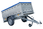 Jednonápravový přívěs 200x106 UNITRAILER GARDEN 200 KIPP s bočnicemi BIS a modrou plachtou