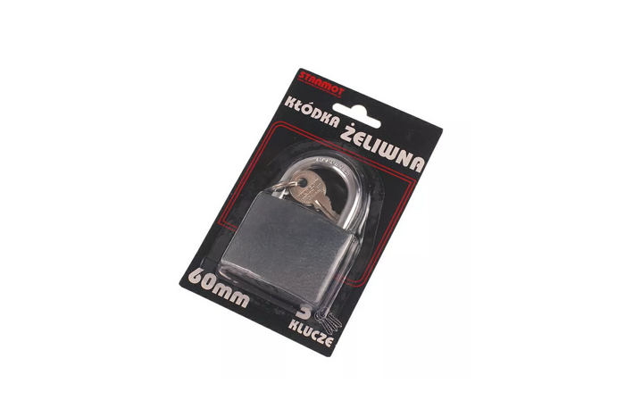 Litinový visací zámek 60mm HERMON, průměr očka 8mm