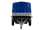 Jednonápravový přívěs s hliníkovými bočnicemi 230x125 Unitrailer Garden 230 KIPP ALU s rámem H-800 a modrým krytem