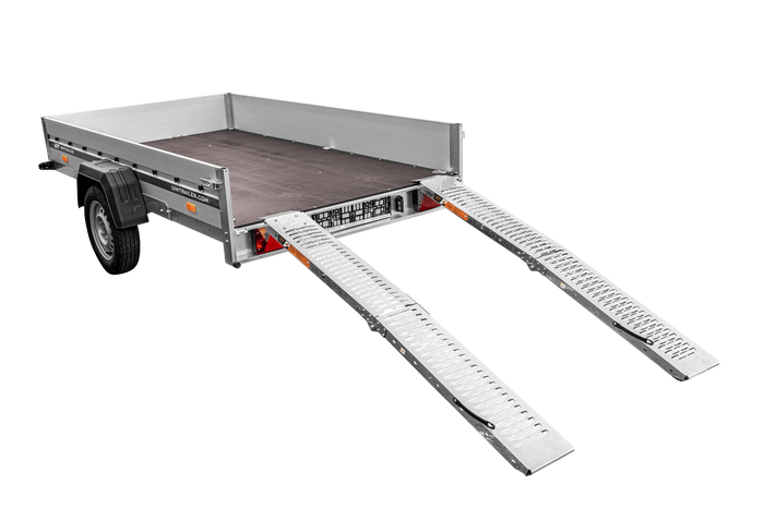 Skládací ocelové nájezdové rampy UNITRAILER ALR004B pro přívěsy 190 cm, 400 kg, sada 2 ks