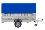 Lehký přívěs 264x125 UNITRAILER GARDEN 264 KIPP s pletivovými bočnicemi, rámem H-800 a modrým krytem