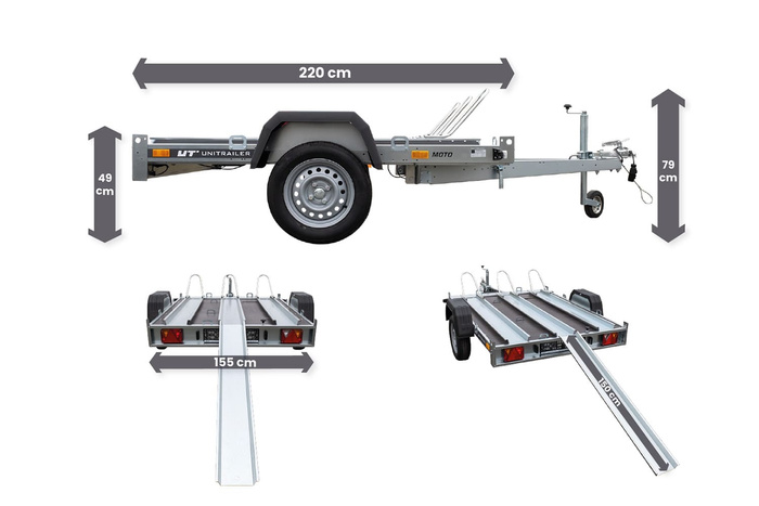 Přívěs za motocykl 220x155 UNITRAILER MOTO 3 Celková hmotnost 750 kg