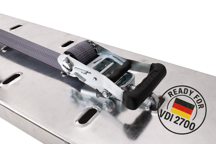 Sada čtyř přepravních pásů pro přívěsy HEFFA CARLINE 130, pásy pro zajištění kol 2,8 m/50 mm/5 t VDI 2700