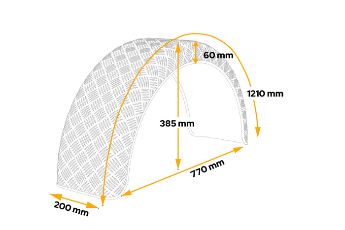 Blatník pro přívěs 14-15" DOMAR D29122 podběh kola 770/200 mm
