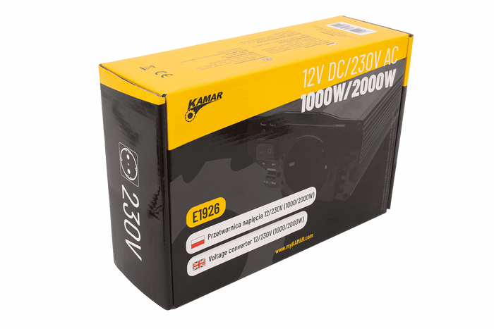 Měnič napětí 12V/230V (1000/2000W) KAMAR E1926