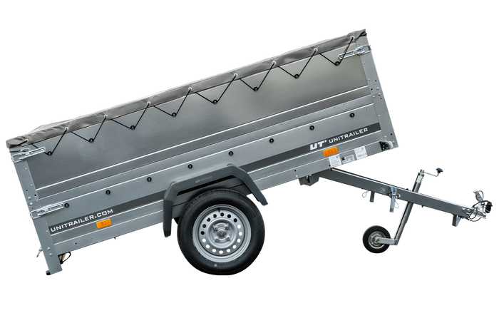 Jednonápravový přívěs 230x125 UNITRAILER GARDEN 230 KIPP s bočnicemi BIS, rámem H-0 a šedým krytem