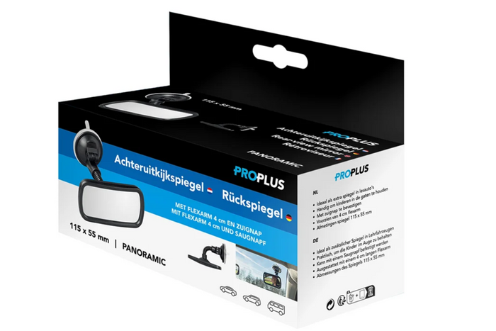 Panoramatické zpětné zrcátko ProPlus 750641 s držákem a přísavkou 55x115 mm