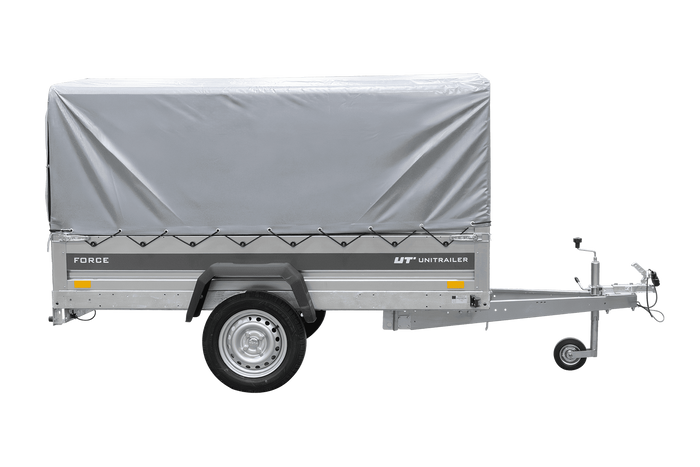Jednonápravový přívěs 230x125 UNITRAILER FORCE 230 KIPP s rámem H-800 a šedou plachtou