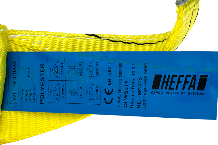 Jeřábový popruh HEFFA 5m/90mm/3t s očky