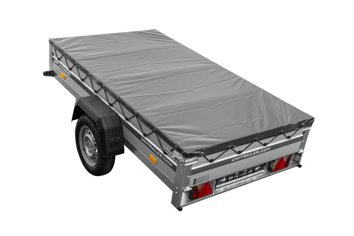 Jednonápravový přívěs s hliníkovými bočnicemi 230x125 Unitrailer Garden 230 KIPP ALU s rámem H-0 a šedým krytem