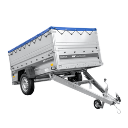 Lehký přívěs 230x125 UNITRAILER FORCE 230 KIPP s bočnicemi BIS, rámem H-0 a modrým krytem