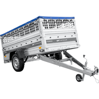 Lehký přívěs na pružinách 230x125 UNITRAILER FORCE 230/R KIPP s pletivovými bočnicemi, rámem H-0 a modrým krytem