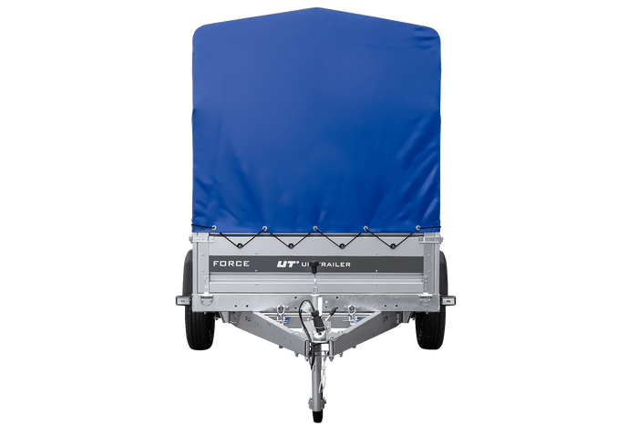 Přívěs za auto na pružinách 230x125 UNITRAILER FORCE 230/R KIPP s rámem H-1100 a modrým krytem