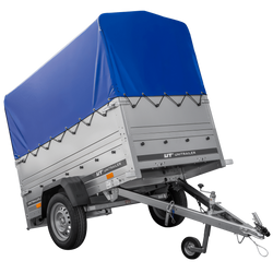 Přívěs Garden Trailer 200 KIPP s BIS bočnicemi, rámem H-800 a modrou plachtou