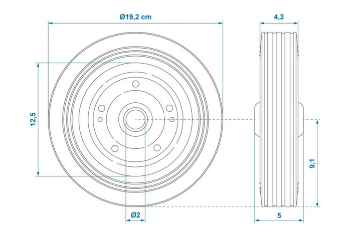 Náhradní kolo pro ProPlus 341540, plné gumové opěrné kolo 200x50mm