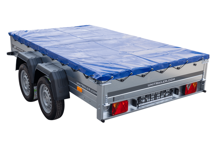 Přívěs pro auto 264x150 UNITRAILER GARDEN 265/2 KIPP s rámem H-0 a modrým krytem