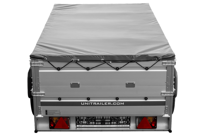 Jednonápravový přívěs s hliníkovými bočnicemi 230x125 Unitrailer Garden 230 KIPP ALU s bočnicemi BIS, rámem H-0 a šedým krytem