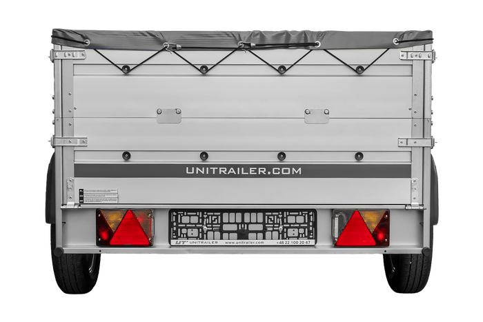 Přívěs za auto s hliníkovými bočnicemi 200x125 Unitrailer Garden 201 KIPP ALU s bočnicemi BIS, rámem H-0 a šedým krytem
