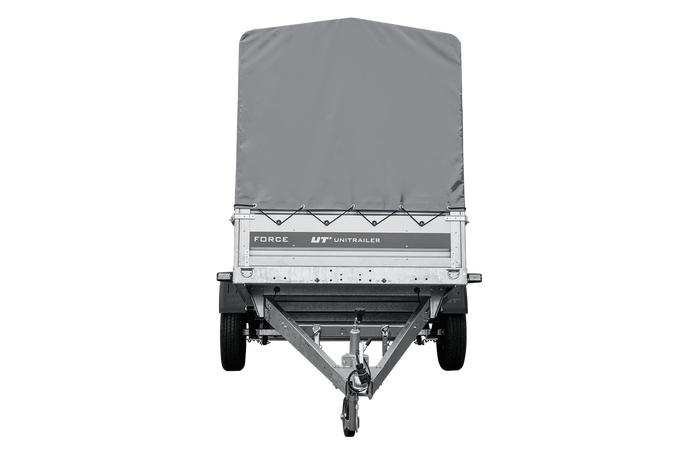 Jednonápravový přívěs na pružinách 264x125 UNITRAILER FORCE 264/R KIPP s rámem H-1100 a šedým krytem