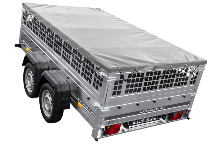 Lehký přívěs 264x150 UNITRAILER GARDEN 265/2 KIPP s pletivovými bočnicemi, rámem H-0 a šedým krytem