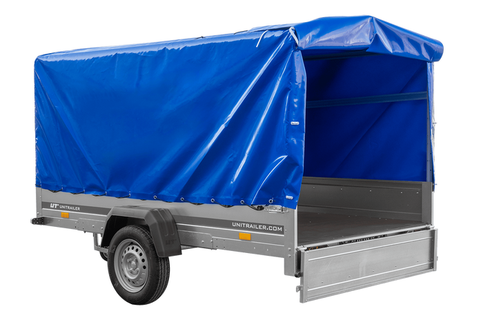 Jednonápravový přívěs 264x150 UNITRAILER GARDEN 265 KIPP s rámem H-1100 a modrým krytem