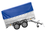 Lehký přívěs 264x150 UNITRAILER GARDEN 265/2 KIPP s bočnicemi BIS, rámem H-800 a modrým krytem