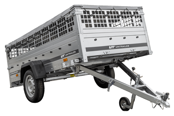 Jednonápravový přívěs 264x125 UNITRAILER GARDEN 264 KIPP s pletivovými bočnicemi a šedou plachtou