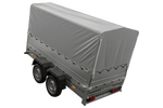 Dvounápravový přívěs 264x125 UNITRAILER GARDEN 264/2 KIPP s bočnicemi BIS, rámem H-800 a šedou plachtou