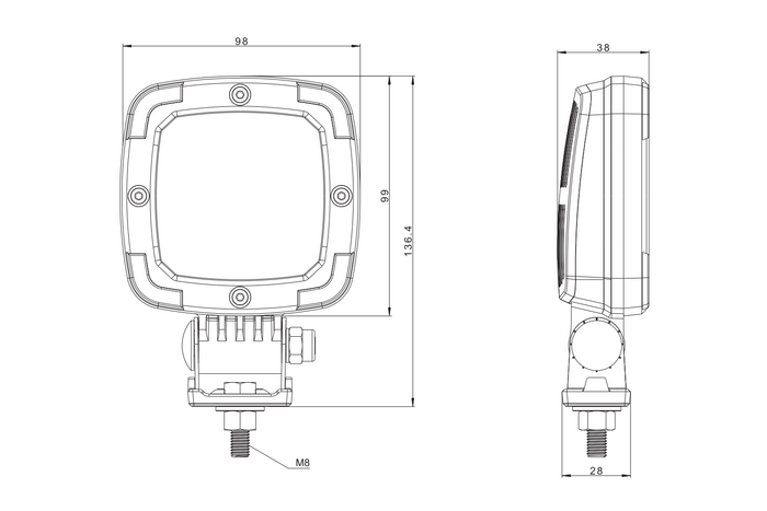 LED pracovní reflektorová svítilna FRISTOM FT-036 SLIM 9xLED 1400lm