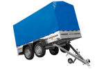 Dvounápravový přívěs 264x125 UNITRAILER GARDEN 264/2 KIPP s rámem H-1100 a modrou plachtou