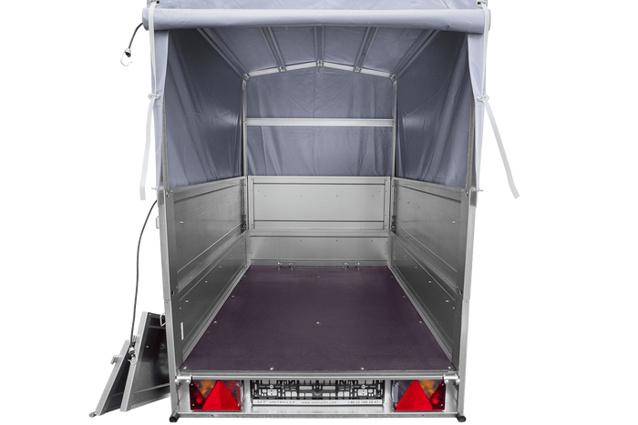 Přívěs Garden Trailer 150 KIPP s BIS bočnicemi, rámem H-800 a šedou plachtou