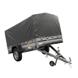 Jednonápravový přívěs s hliníkovými bočnicemi 230x125 Unitrailer Garden 230 KIPP ALU s rámem H-800 a šedým krytem
